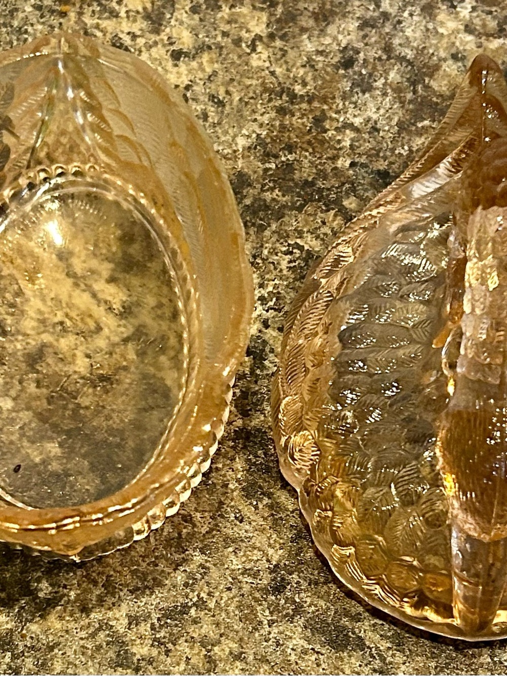 Amber Glass Swan Accent Bowl - Decorative Amber Home Vase - Picture 2 of 5